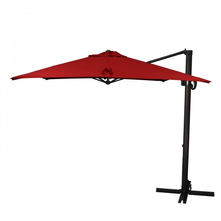 California Umbrella 8.5' Bronze Aluminum Cantilever Patio Umbrella, Sunbrella Jockey Red 194061337899